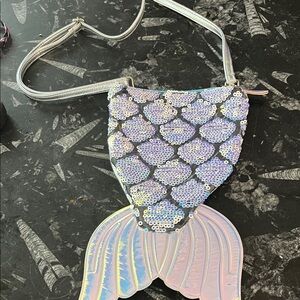 Mermaid Sequin Tail Crossbody Bag - Silver and Purple